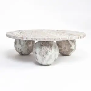 Bejoy Butterscotch Marble Round Coffee Table