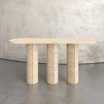 3 Pillar 3 Flutes Console Table – Carved Stone Furniture