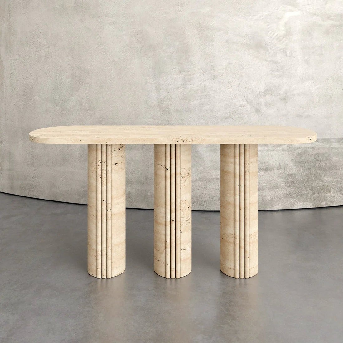 3 Pillar 3 Flutes Console Table – Carved Stone Furniture - View 3