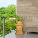 Elegant Tulsi Pot in Teak Gold – Khatu Stone, 25 inch