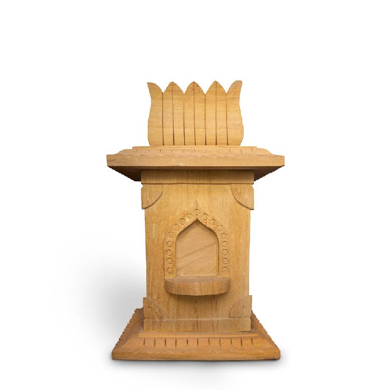 Elegant Tulsi Pot in Teak Gold – Khatu Stone, 25 inch - View 1
