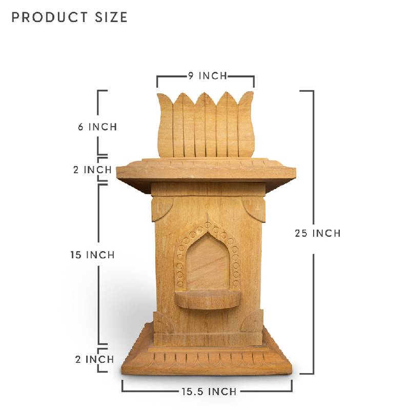 Elegant Tulsi Pot in Teak Gold – Khatu Stone, 25 inch - View 4