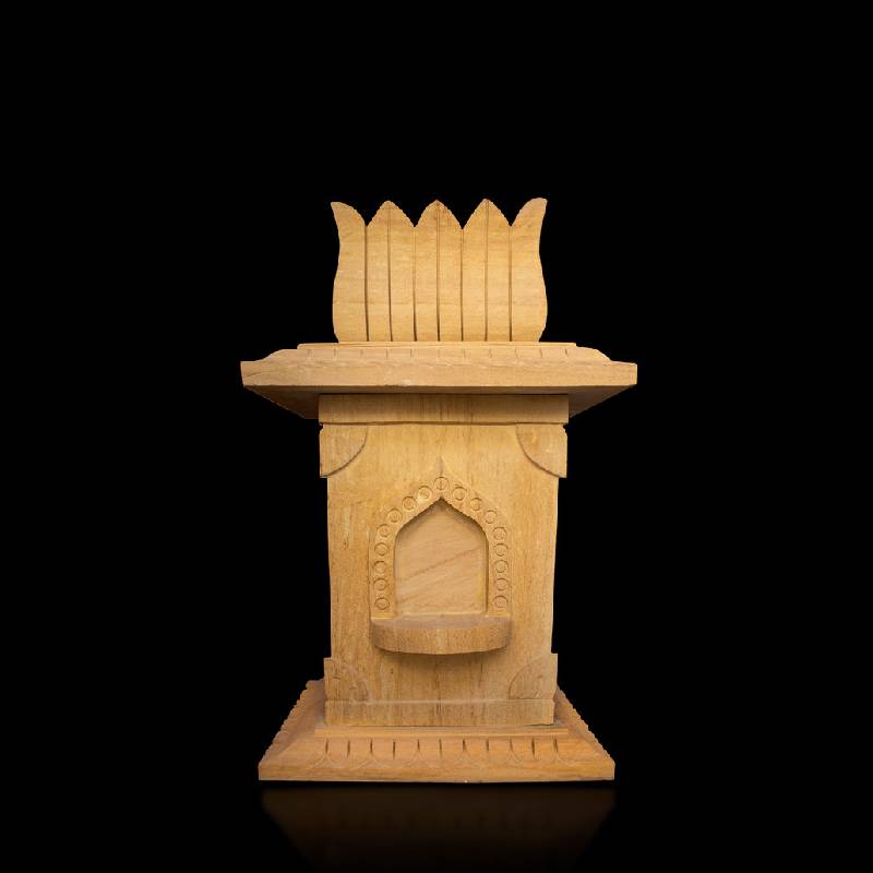 Elegant Tulsi Pot in Teak Gold – Khatu Stone, 25 inch - View 5