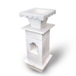 Elegant White Marble Tulsi Pot – Polished Finish