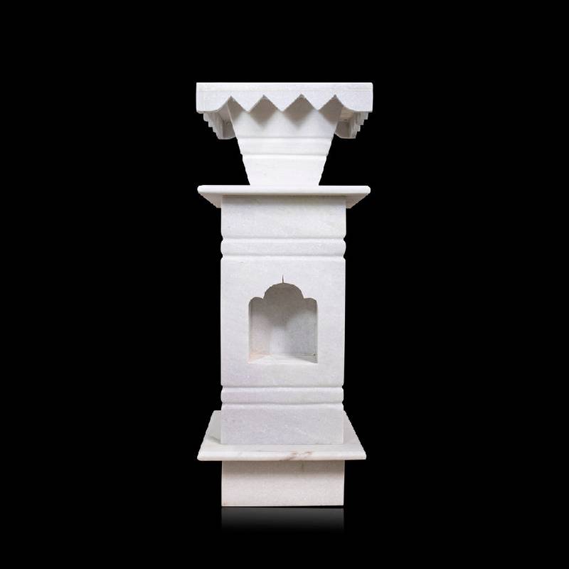 Elegant White Marble Tulsi Pot – Polished Finish - View 2