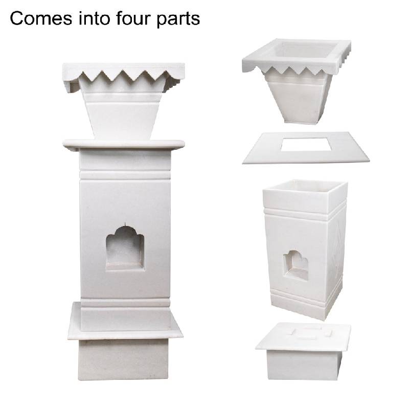 Elegant White Marble Tulsi Pot – Polished Finish - View 4