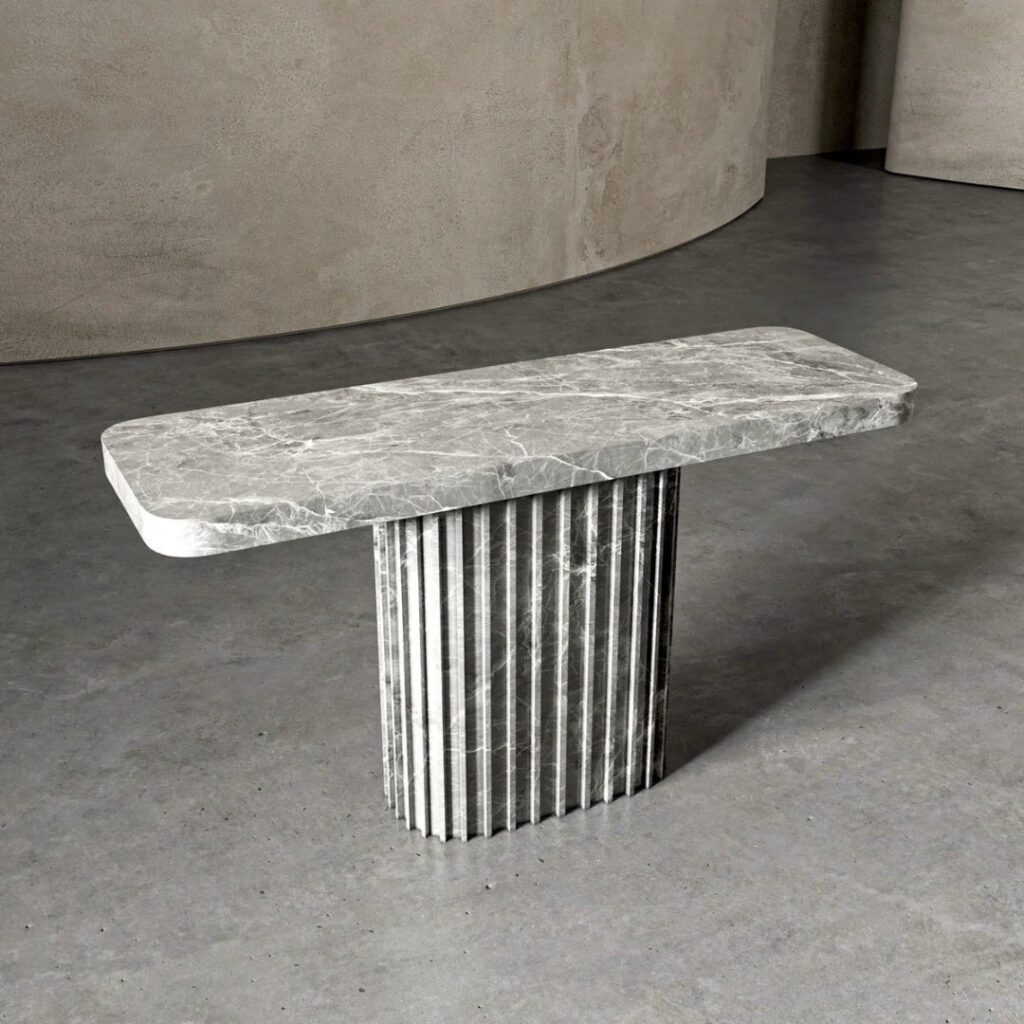 Fluted Console Table – Classic Carved Stone Furniture - View 1
