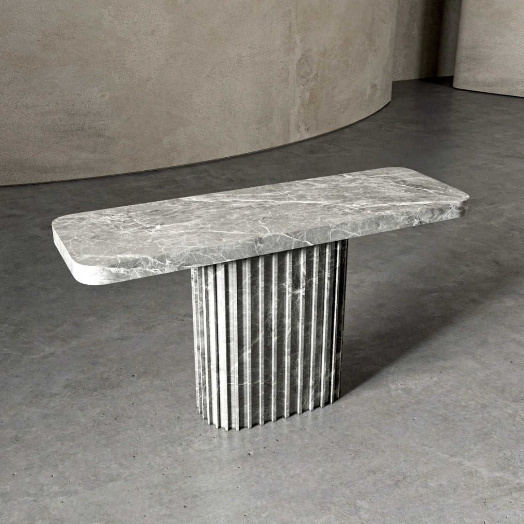 Fluted Console Table – Classic Carved Stone Furniture - View 2