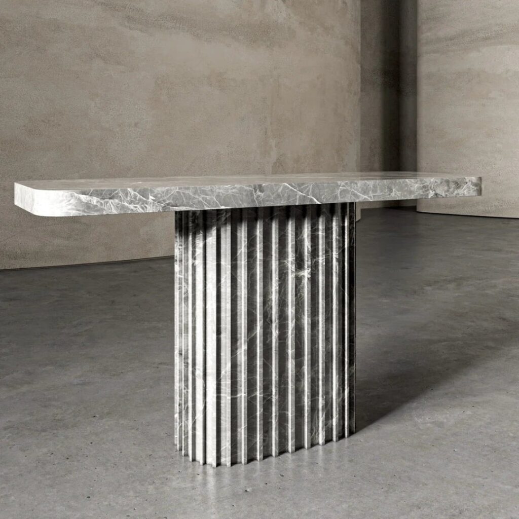 Fluted Console Table – Classic Carved Stone Furniture - View 2