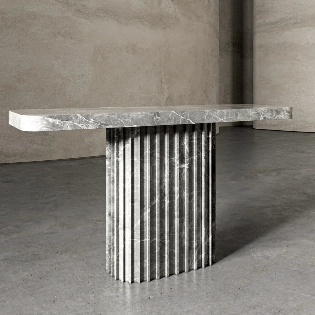 Fluted Console Table – Classic Carved Stone Furniture - View 3