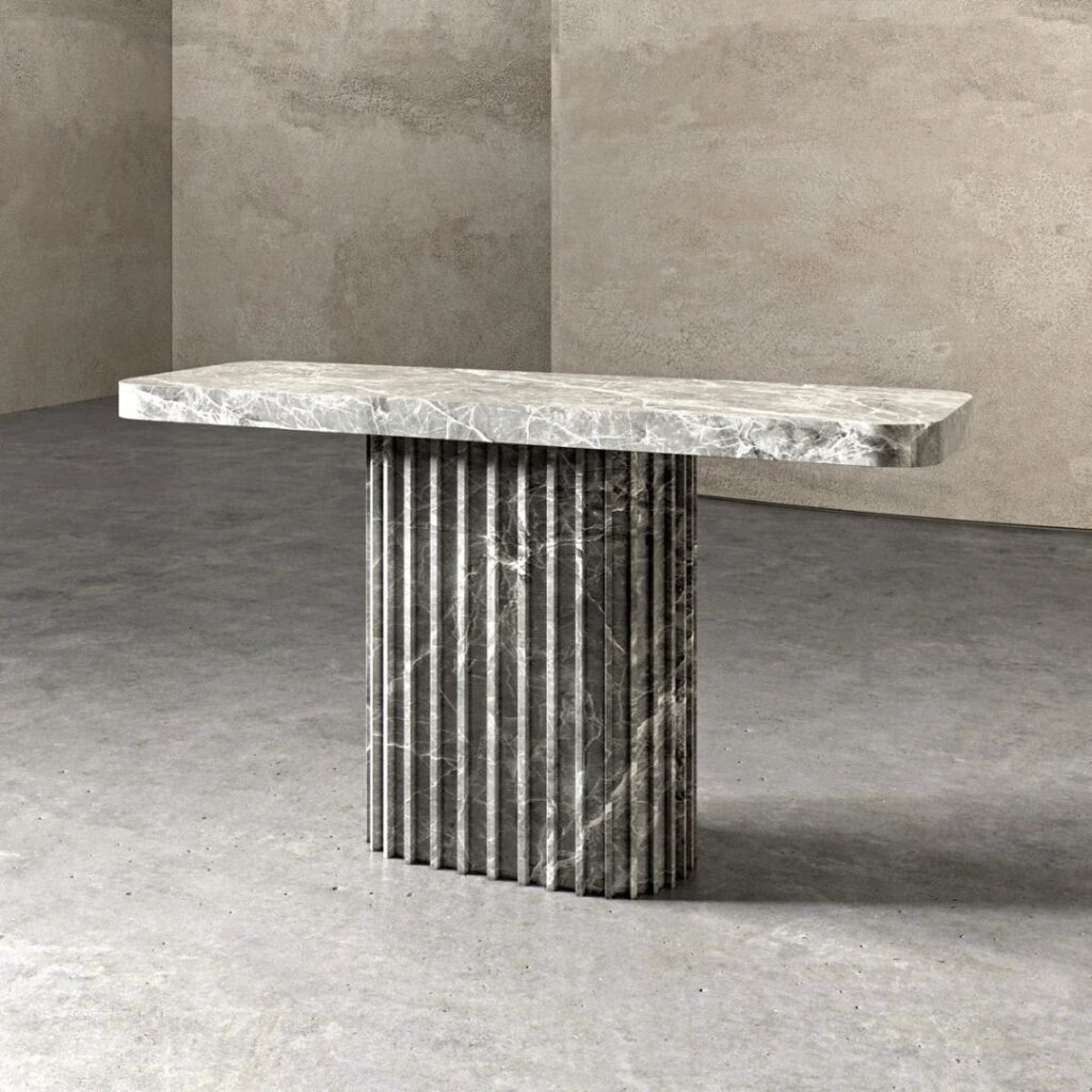 Fluted Console Table – Classic Carved Stone Furniture - View 3