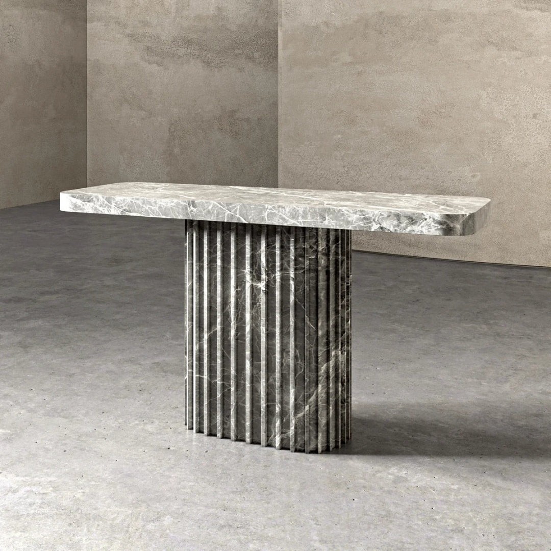 Fluted Console Table – Classic Carved Stone Furniture - View 4
