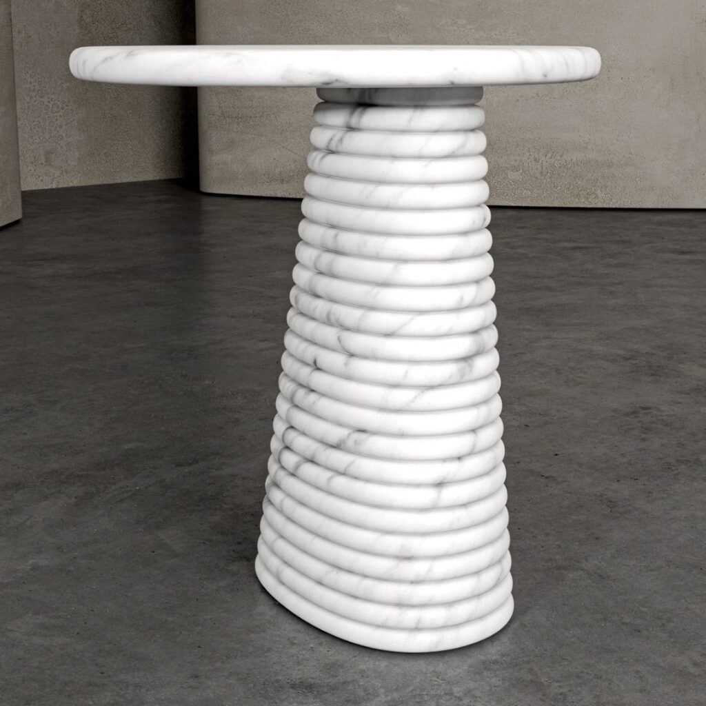 Fluted Side Table – Italian-Inspired Stone Craftsmanship - View 1