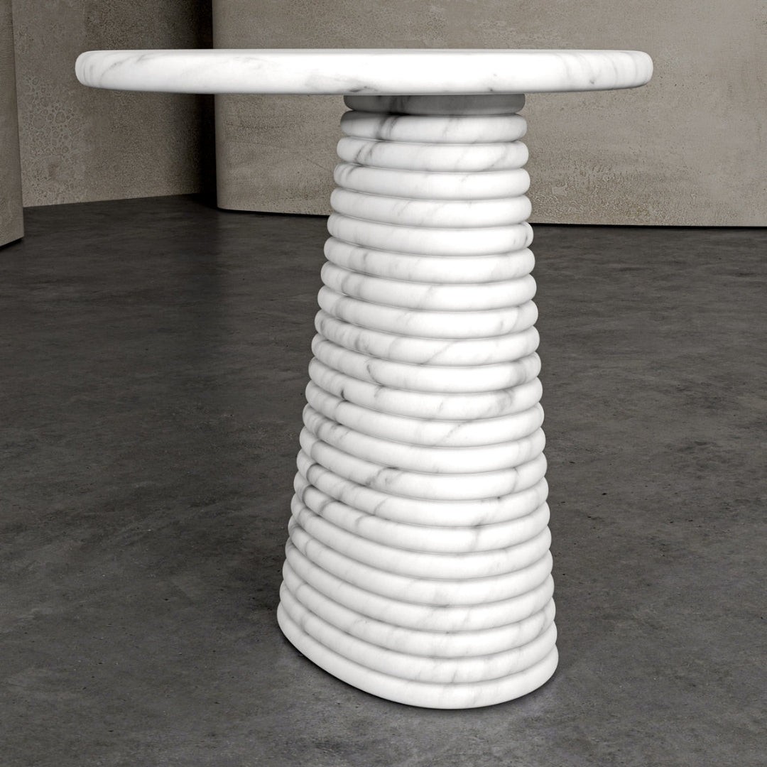 Fluted Side Table – Italian-Inspired Stone Craftsmanship - View 2