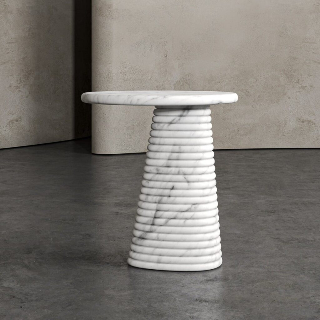 Fluted Side Table – Italian-Inspired Stone Craftsmanship - View 2