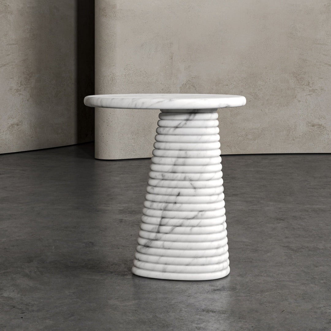 Fluted Side Table – Italian-Inspired Stone Craftsmanship - View 3