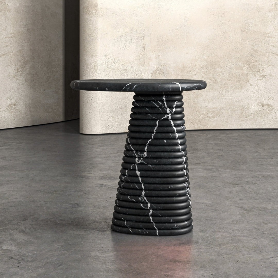 Fluted Side Table – Italian-Inspired Stone Craftsmanship - View 4