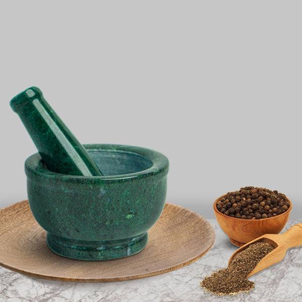 Green Marble Mortar and Pestle – 4 Inch - View 1