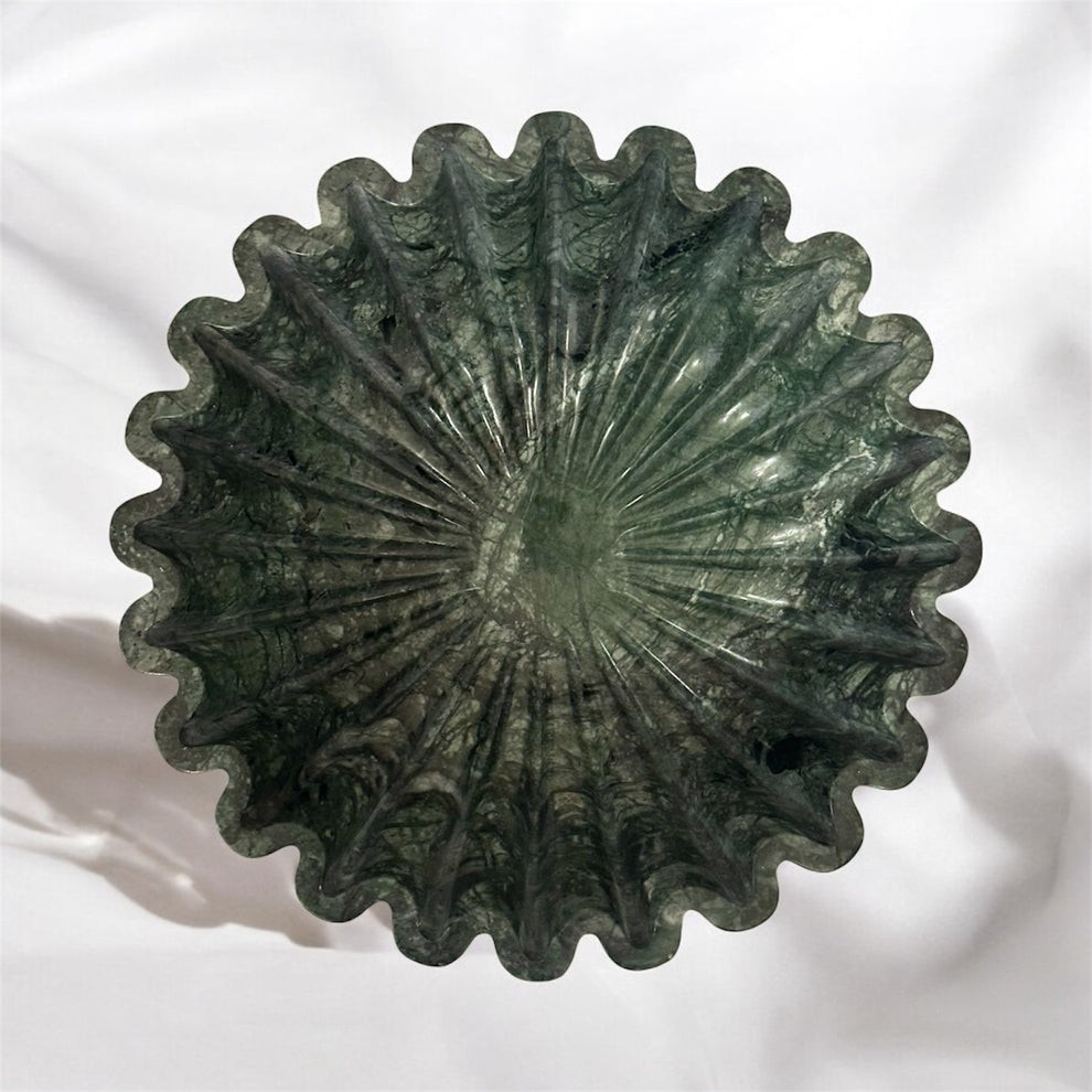 Green Marble Urli – Zig-Zag Round Bowl, 12 Inch - View 2