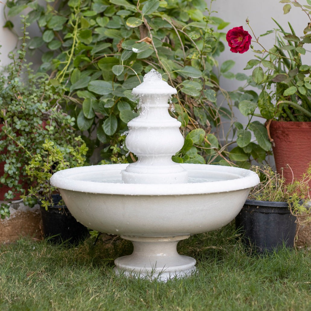 Marble Fountain (Small) – Hand-Carved White Marble