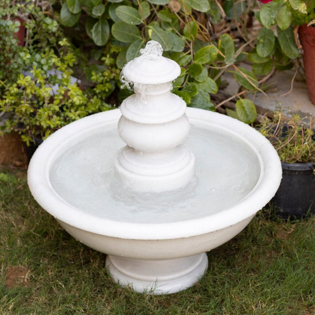 Marble Fountain (Small) – Hand-Carved White Marble - View 1