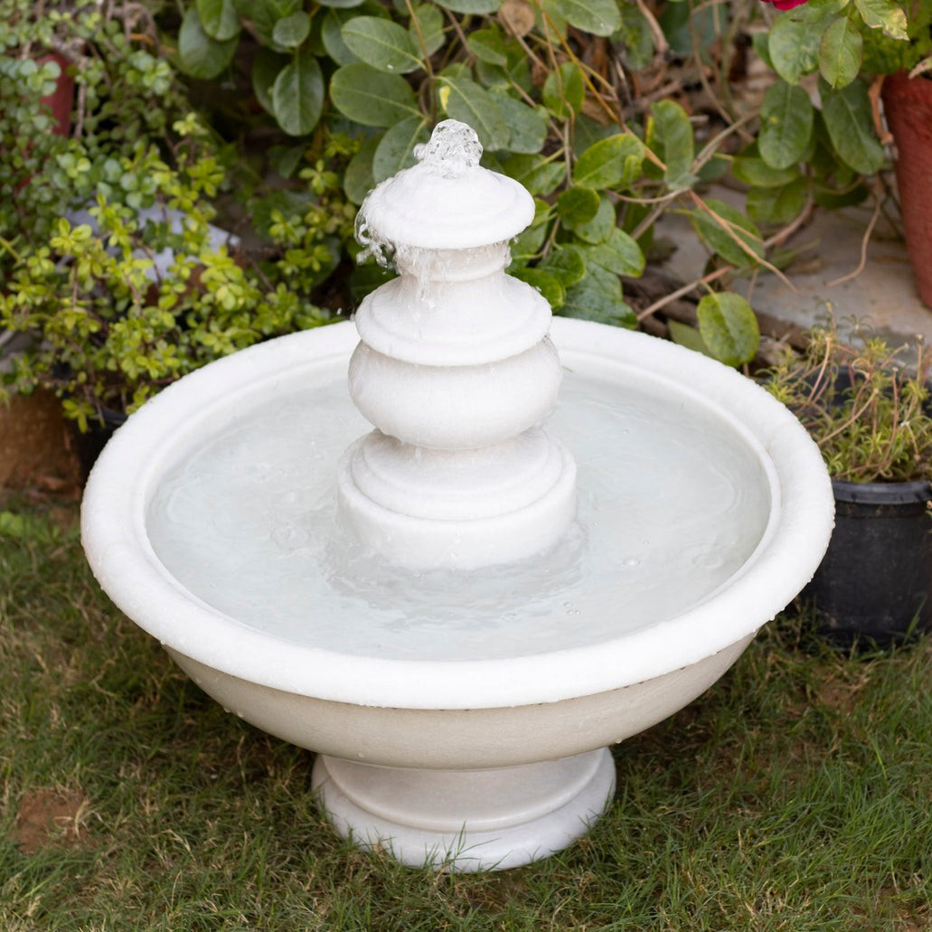 Marble Fountain (Small) – Hand-Carved White Marble - View 2