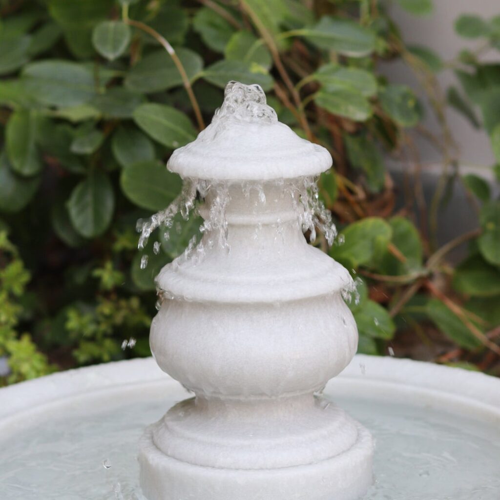 Marble Fountain (Small) – Hand-Carved White Marble - View 2