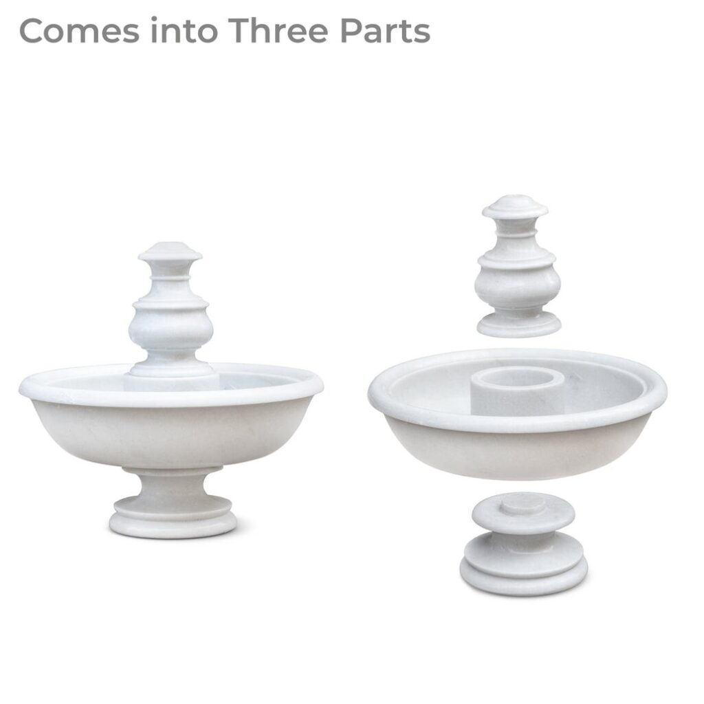 Marble Fountain (Small) – Hand-Carved White Marble - View 7