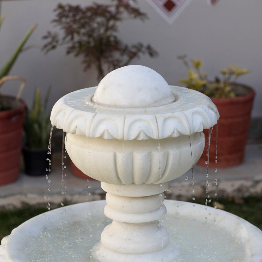 Marble Fountain – White Marble Hand-Carving - View 1