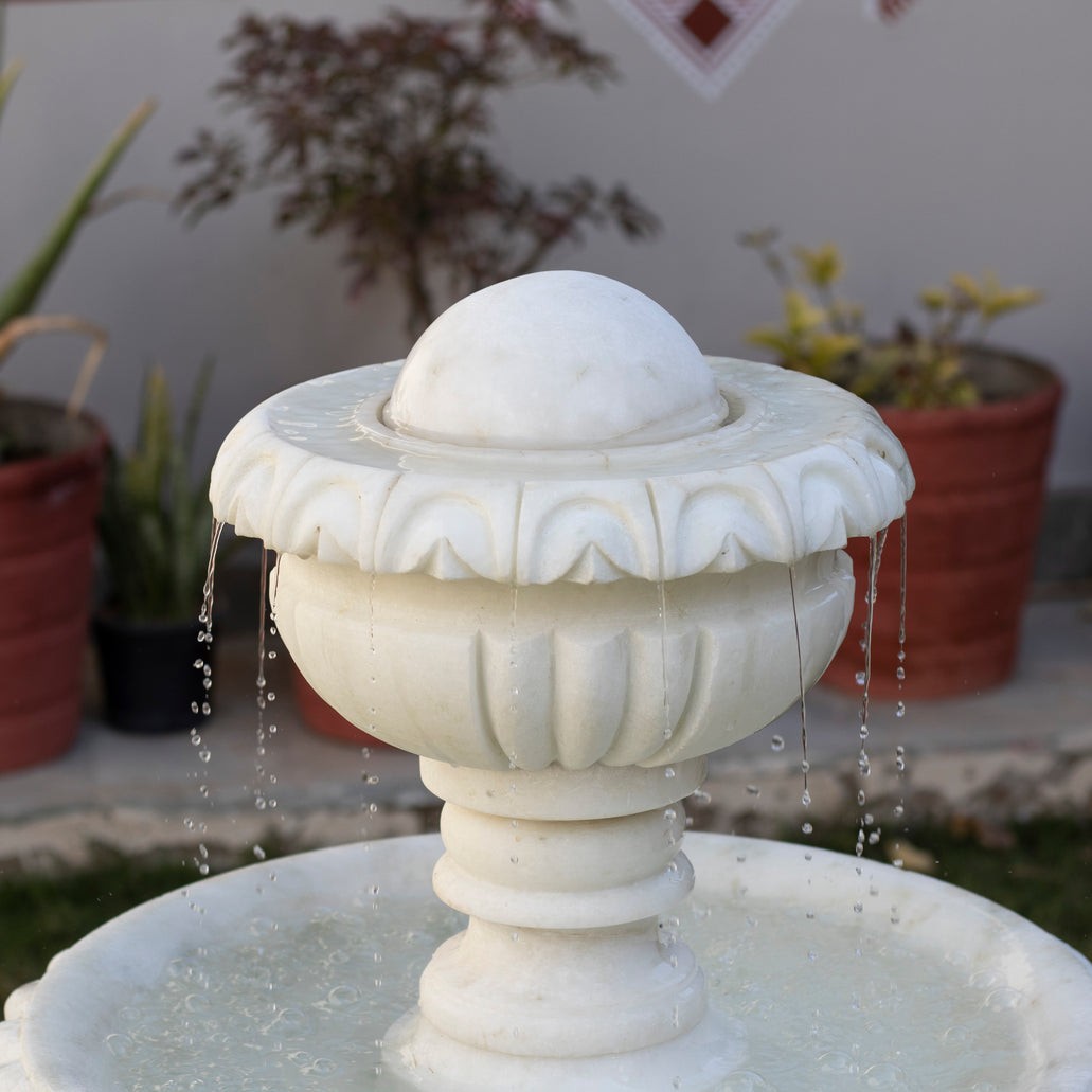 Marble Fountain – White Marble Hand-Carving - View 2
