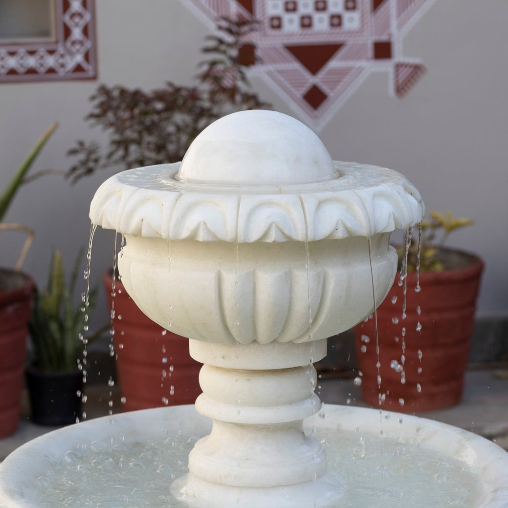 Marble Fountain – White Marble Hand-Carving - View 3