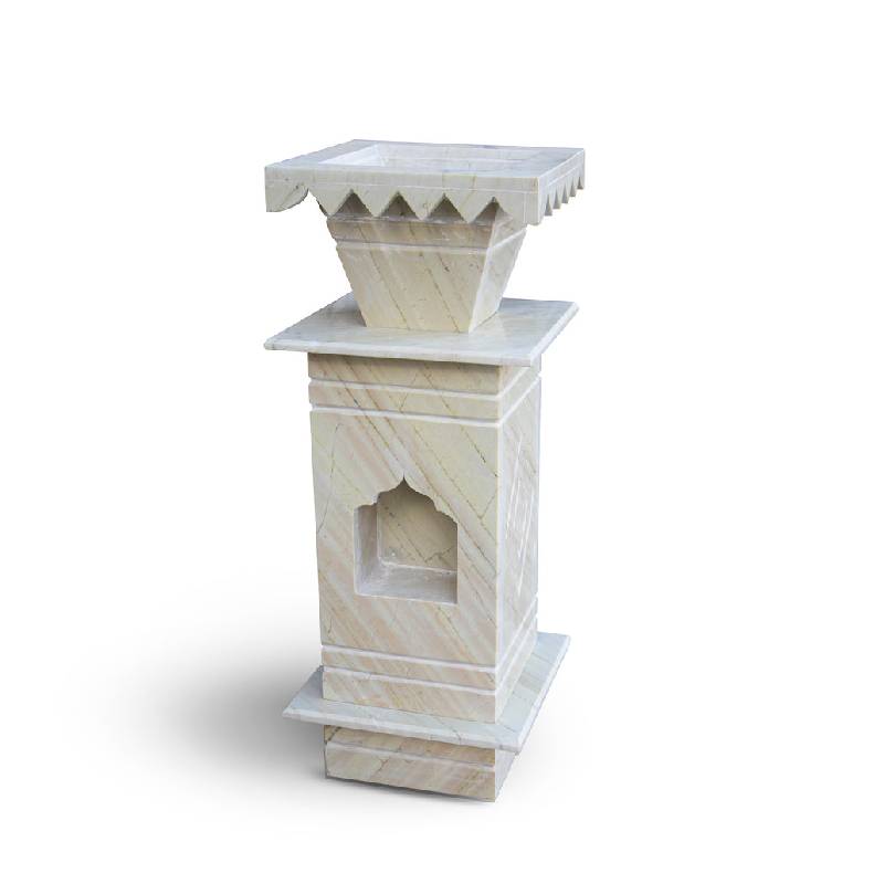 Marble Tulsi Pot – Katni Stone Planter for Roof & Balcony