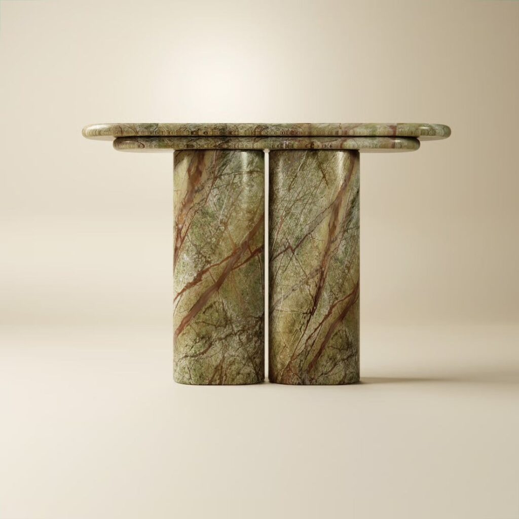Marmo Verde Rainforest Console Table – Italian Marble - View 2