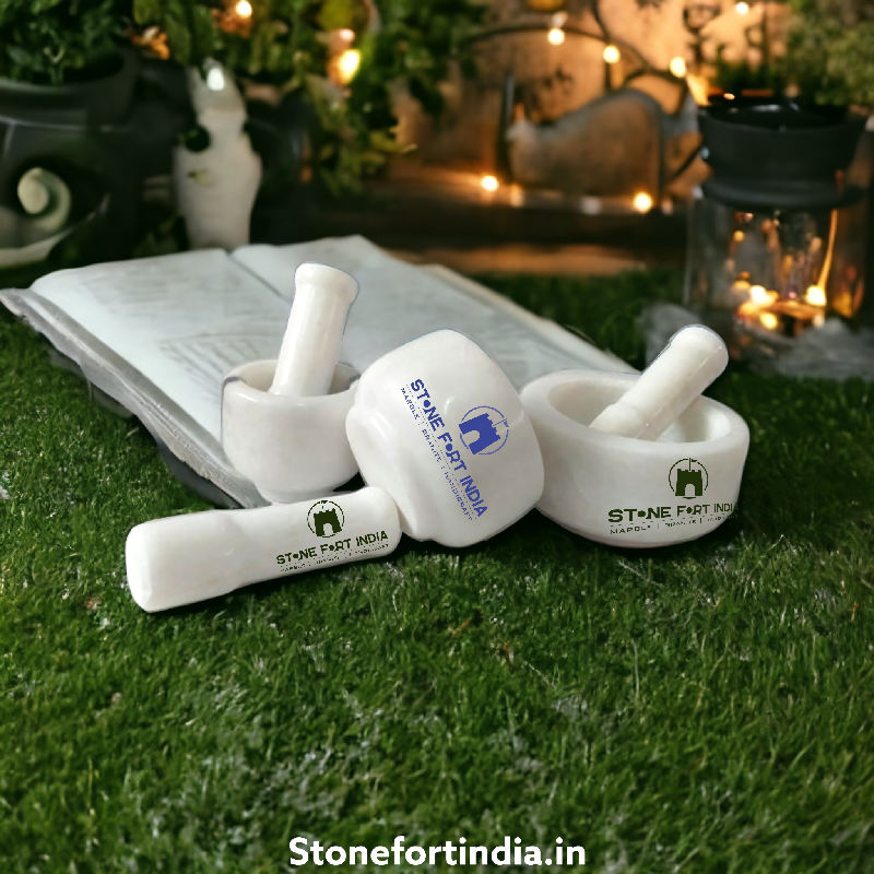 White Marble Mortar and Pestle – 4 Inch | Stone Fort India - View 3