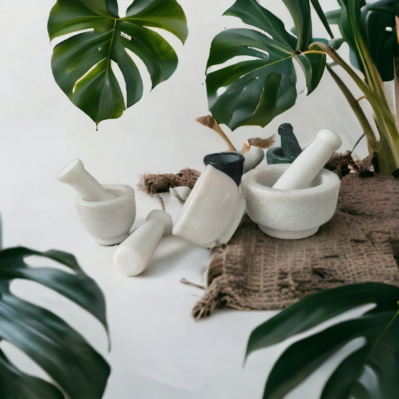 White Marble Mortar and Pestle – 4 Inch | Stone Fort India - View 4