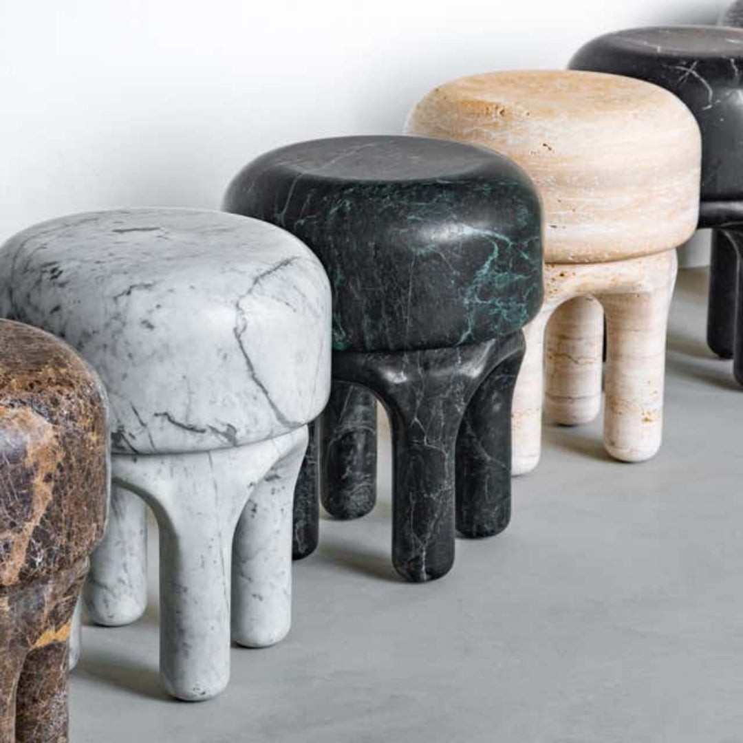 Round Sculpture Stone Stool – Multi-Stone Craft - View 4