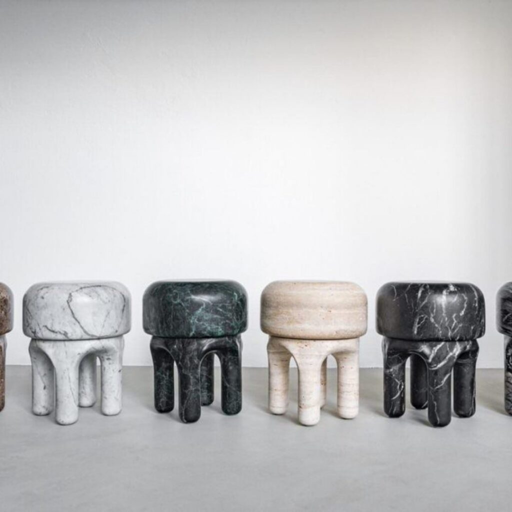 Round Sculpture Stone Stool – Multi-Stone Craft - View 4