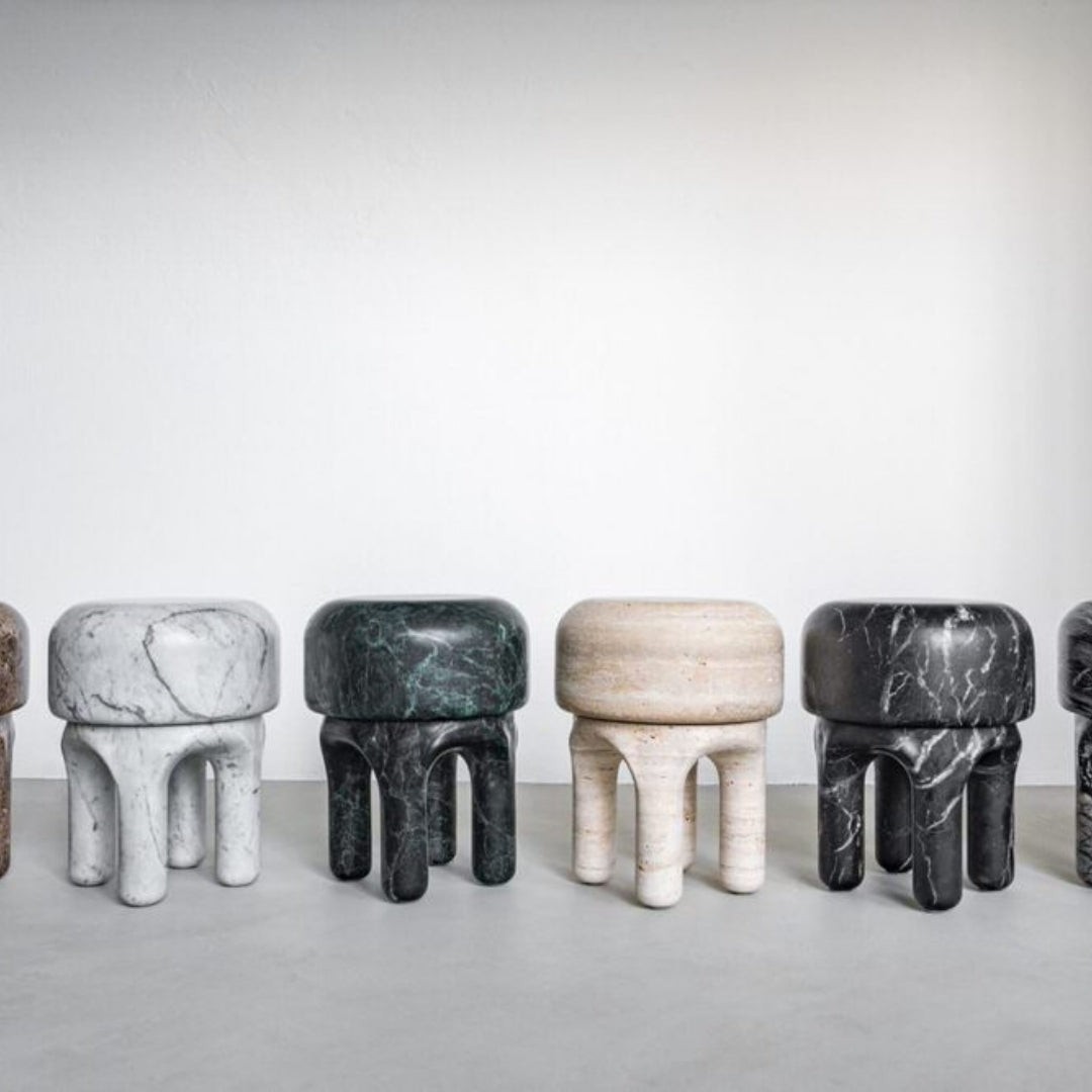 Round Sculpture Stone Stool – Multi-Stone Craft - View 5