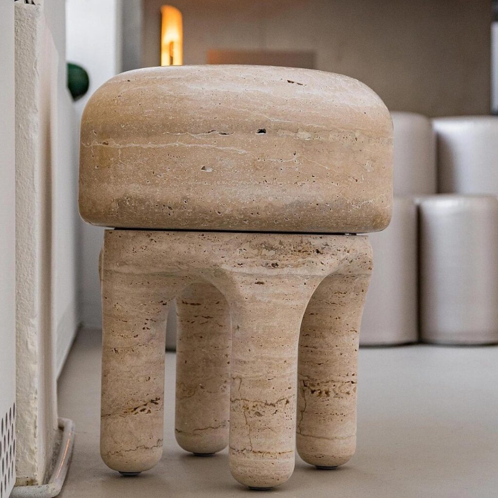 Round Sculpture Stone Stool – Multi-Stone Craft - View 5