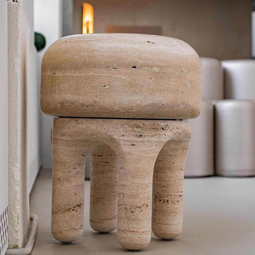 Round Sculpture Stone Stool – Multi-Stone Craft - View 6
