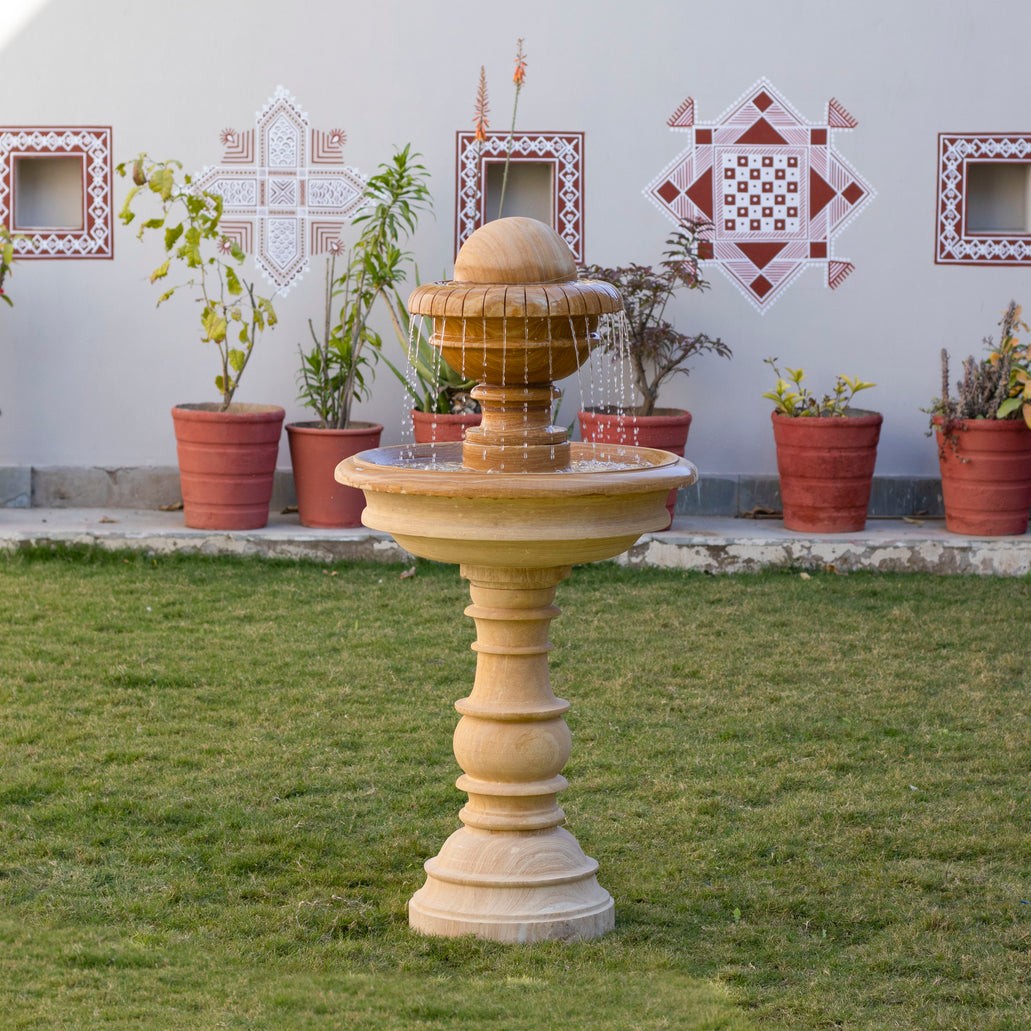 Stone Fountain Teak – Hand-Carved Teak Sand Stone