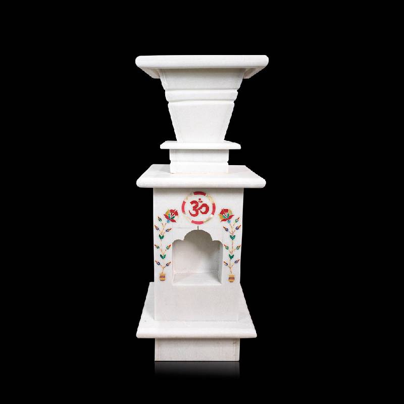 Traditional Inlay White Marble Tulsi Pot - View 5