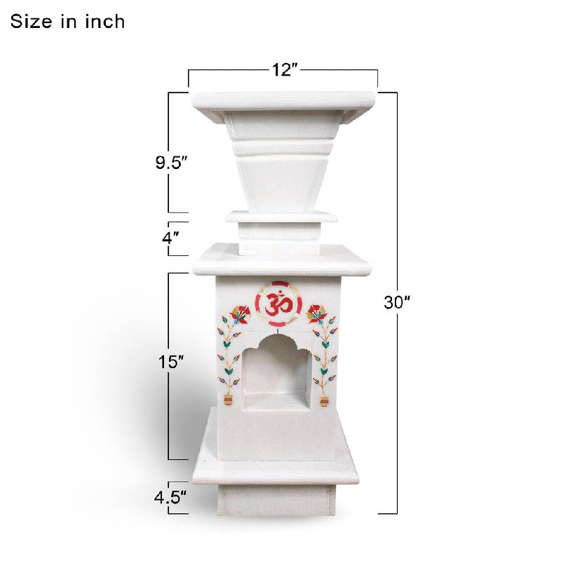 Traditional Inlay White Marble Tulsi Pot - View 7