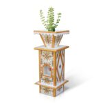 Traditional Hand-Painted Marble Tulsi Pot