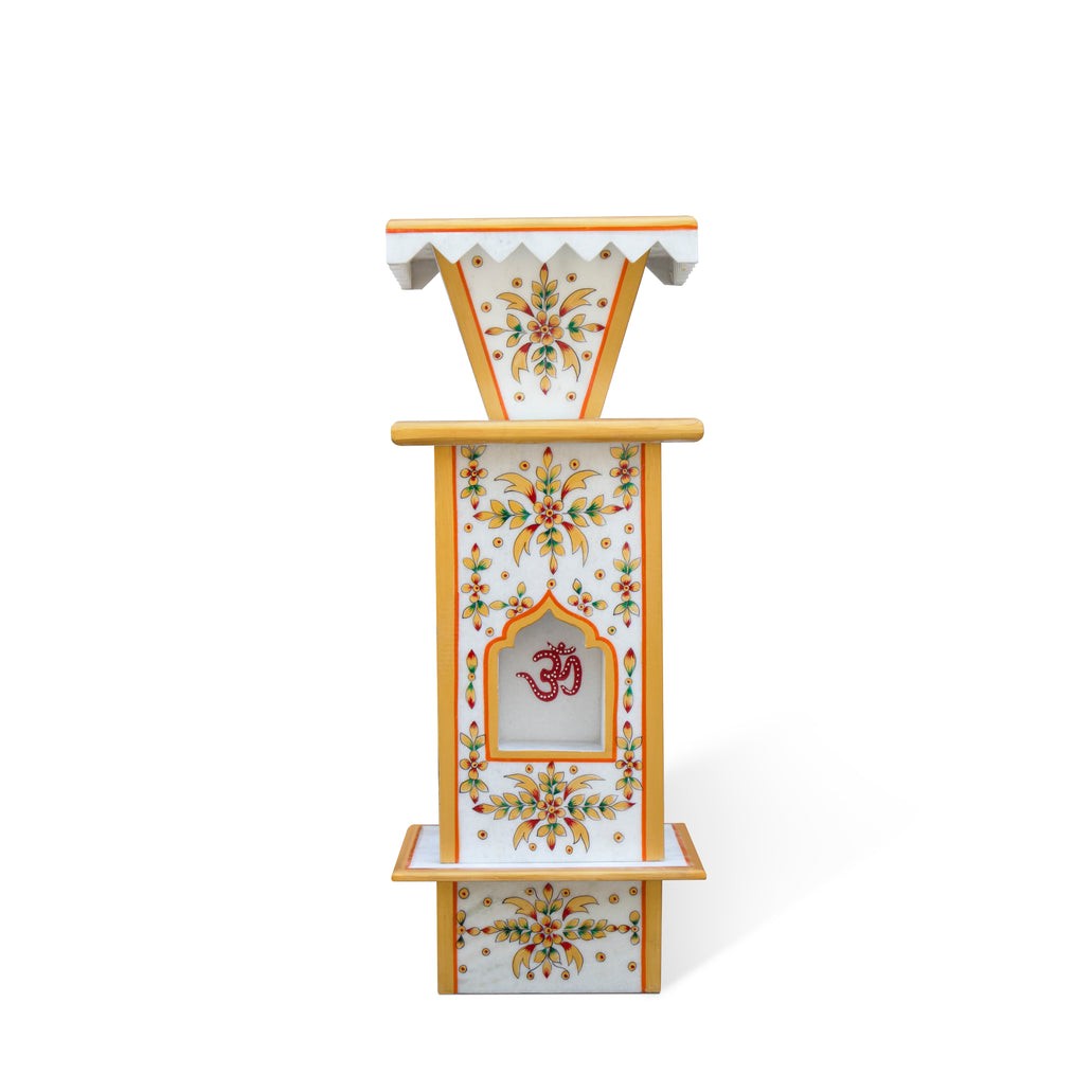 Traditional Hand-Painted Marble Tulsi Pot - View 2