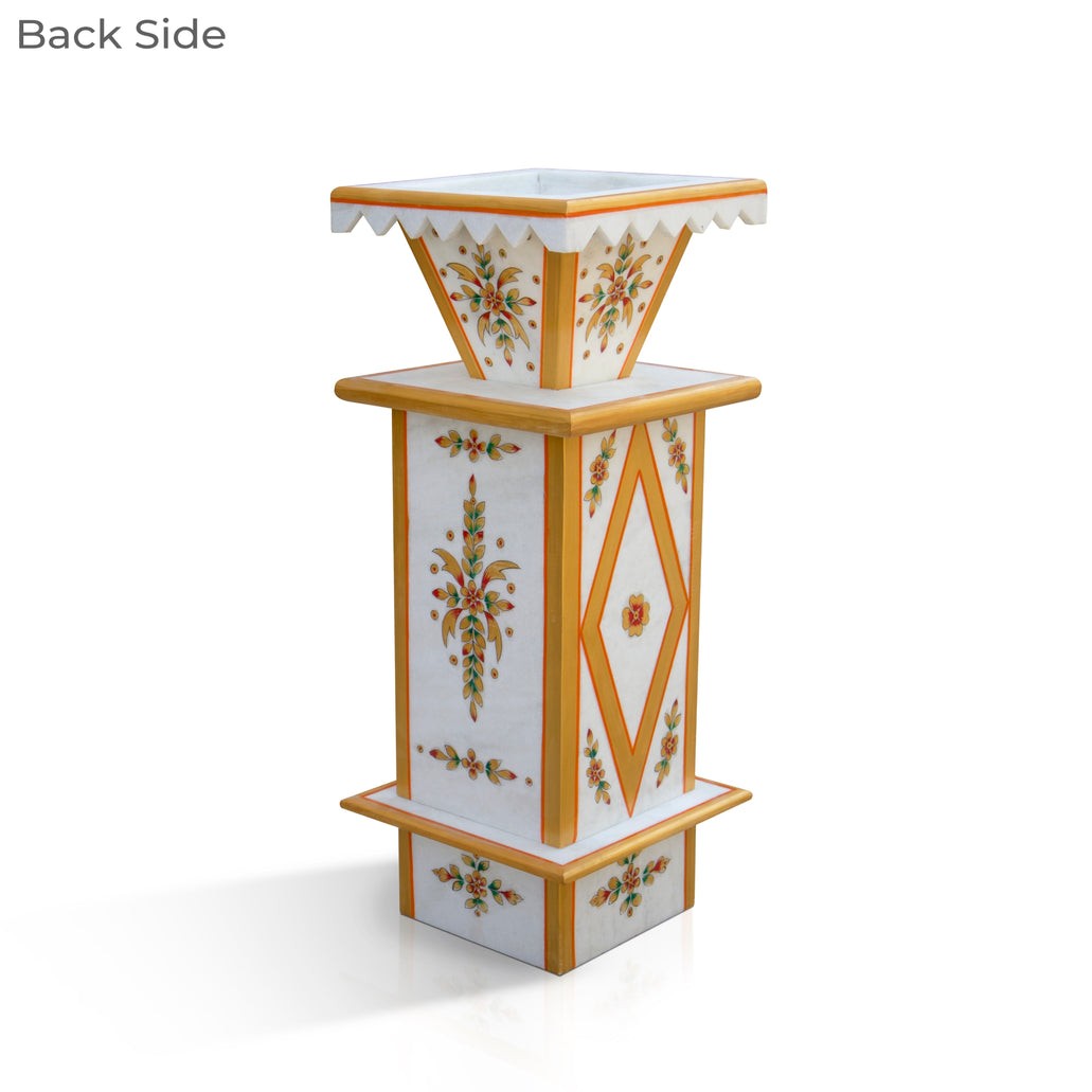 Traditional Hand-Painted Marble Tulsi Pot - View 4
